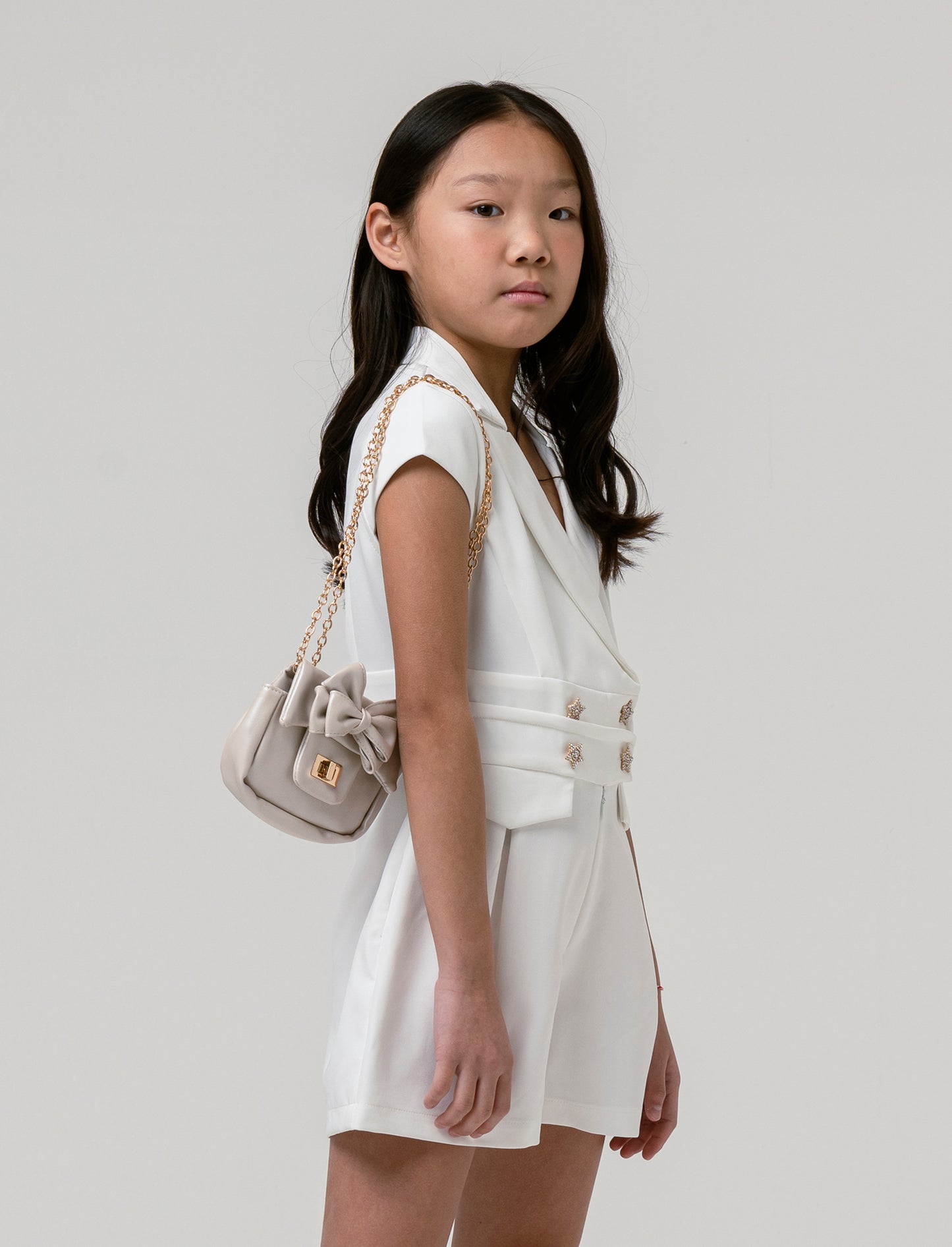 Salopette tuta elegante da bambina - Bianco latte