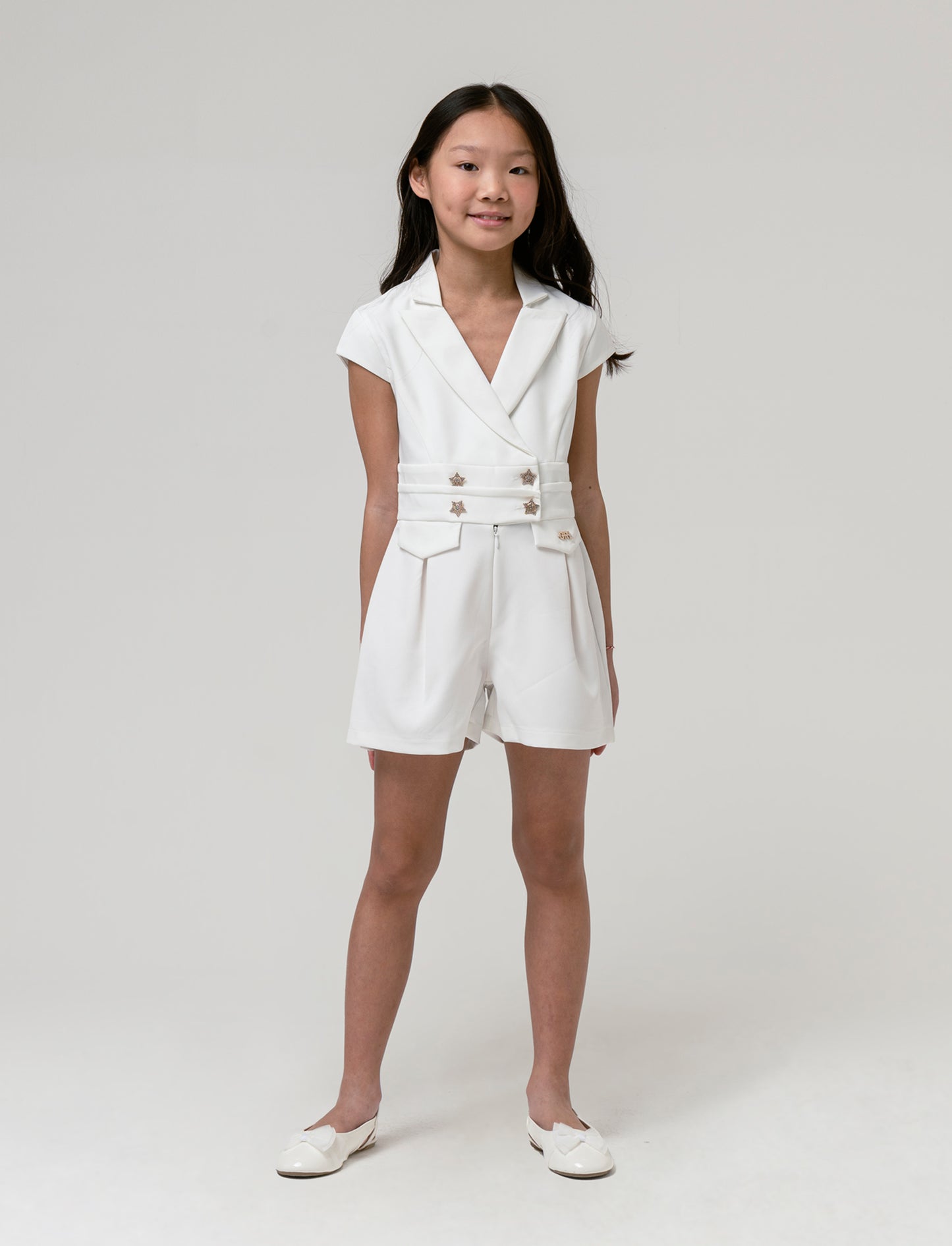 Salopette tuta elegante da bambina - Bianco latte