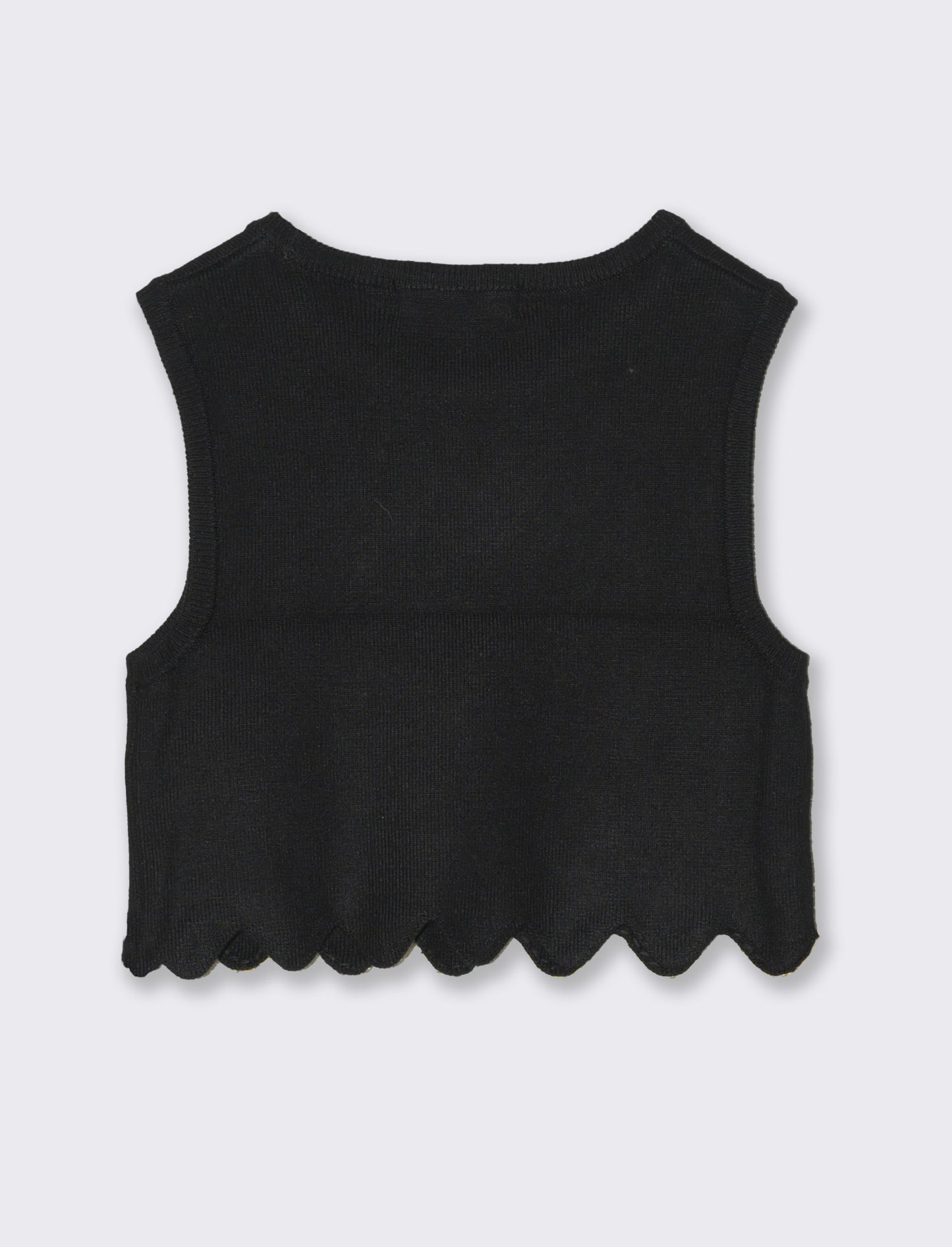 Top corto in costina da bambina - Nero