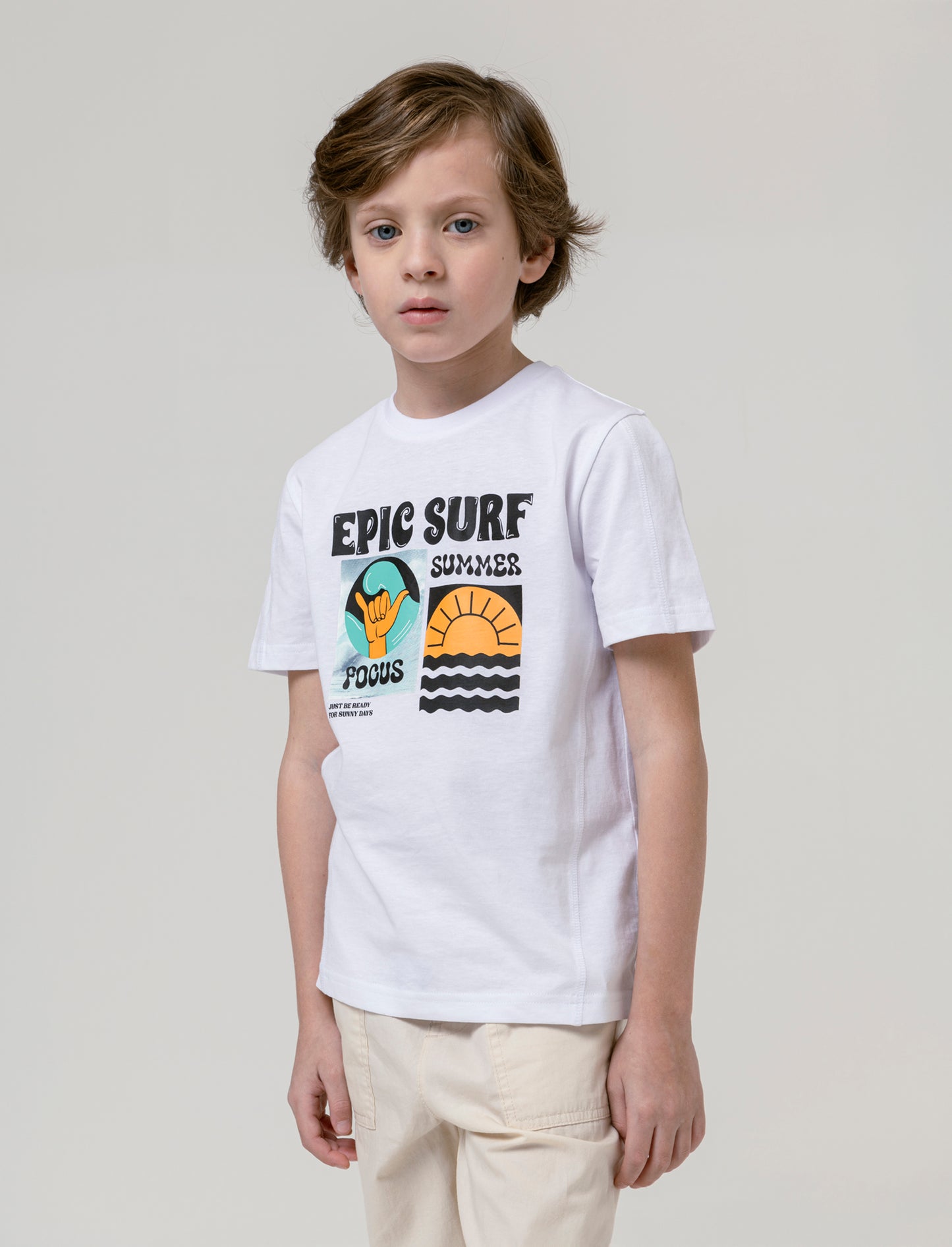 T-shirt coreana da bambino - Bianco