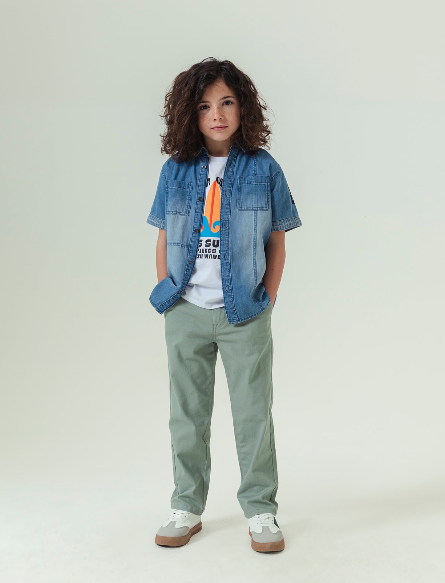 Camicia in denim mezza manica da bambino - Denim