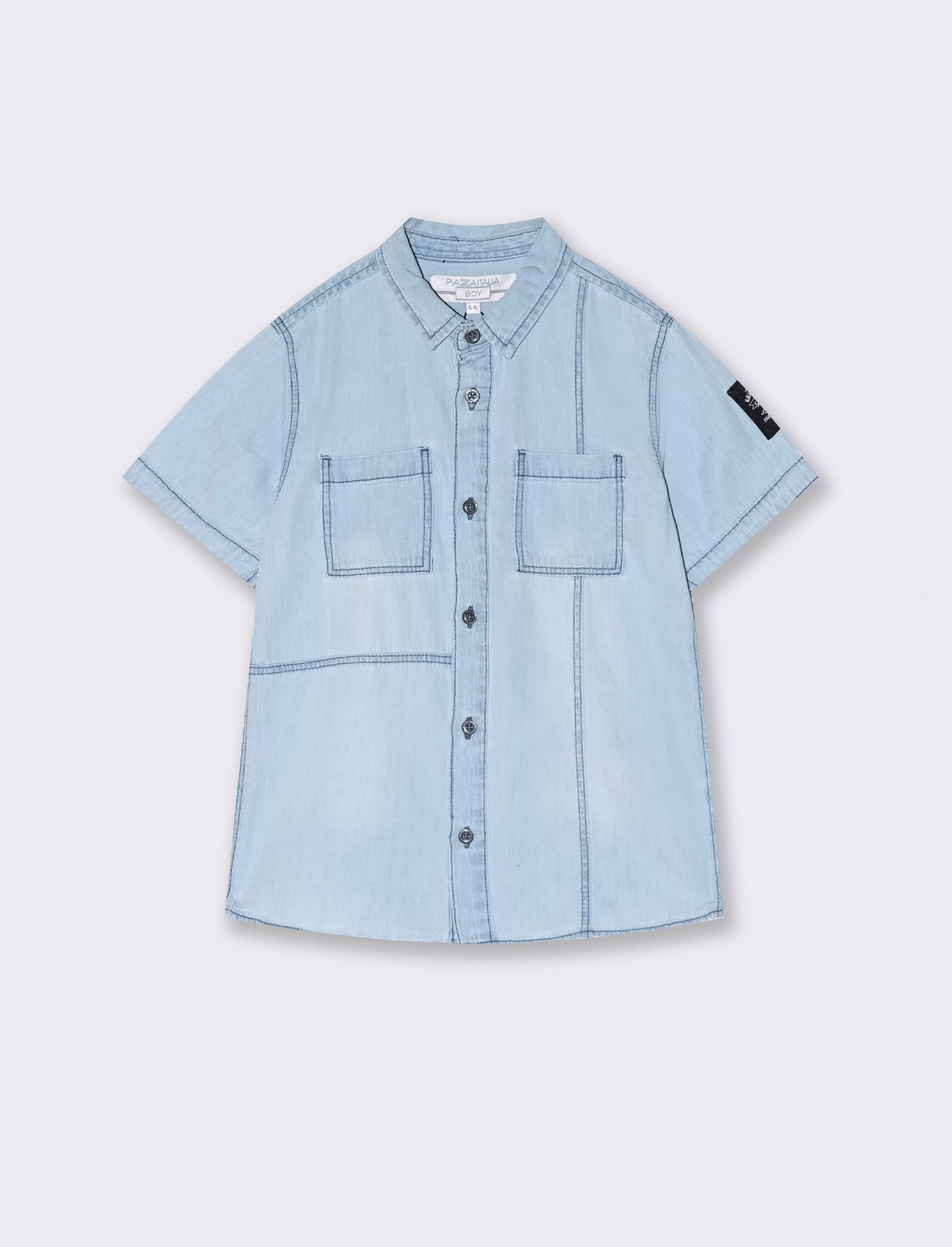 Camicia in denim mezza manica da bambino - Denim chiaro