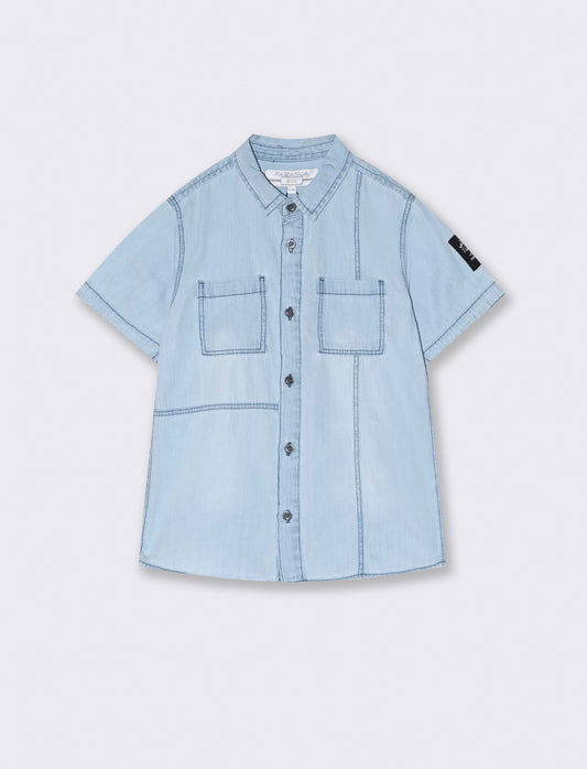 Camicia in denim mezza manica da bambino - Denim chiaro