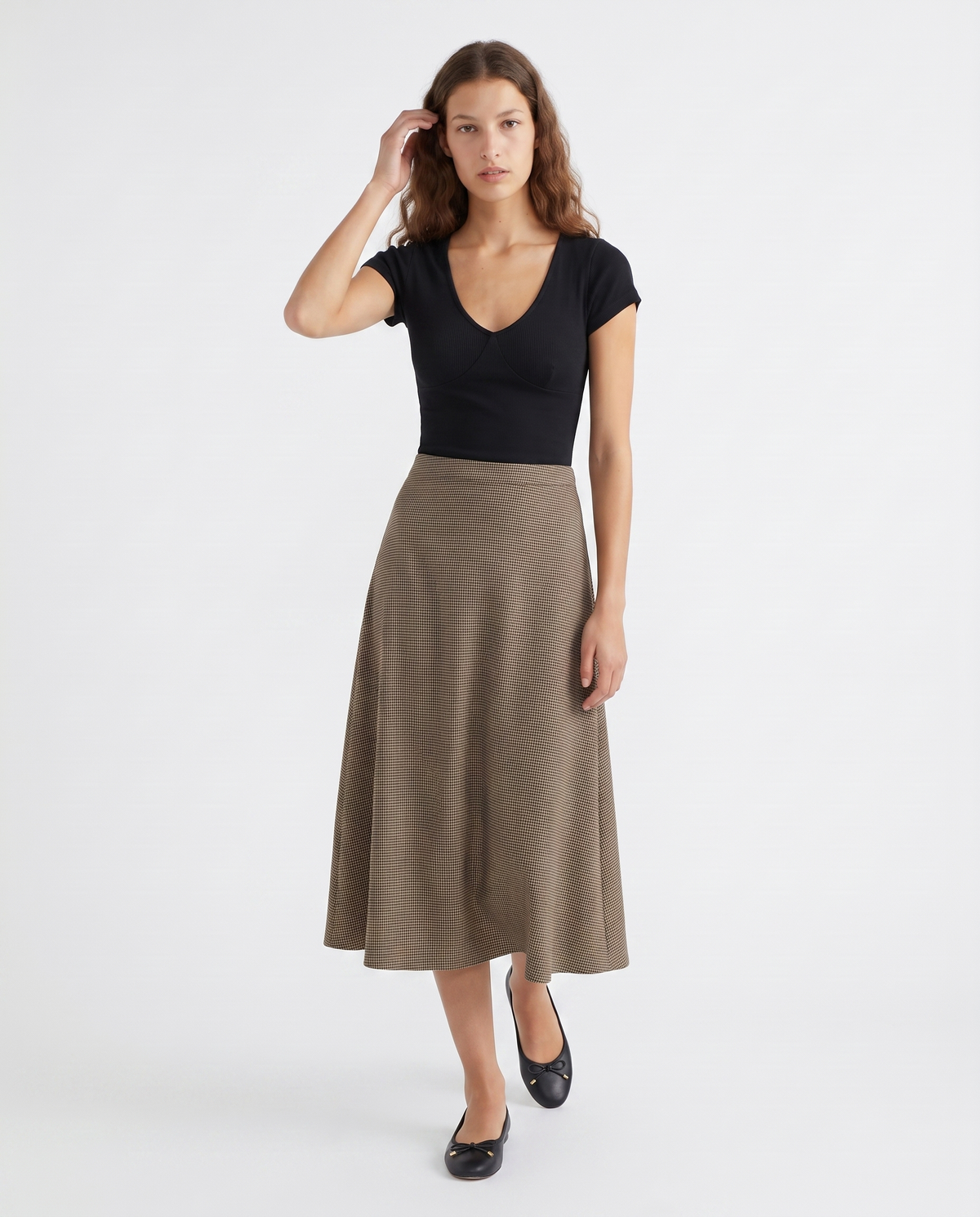 Gonna longuette svasata con zip laterale - var 1