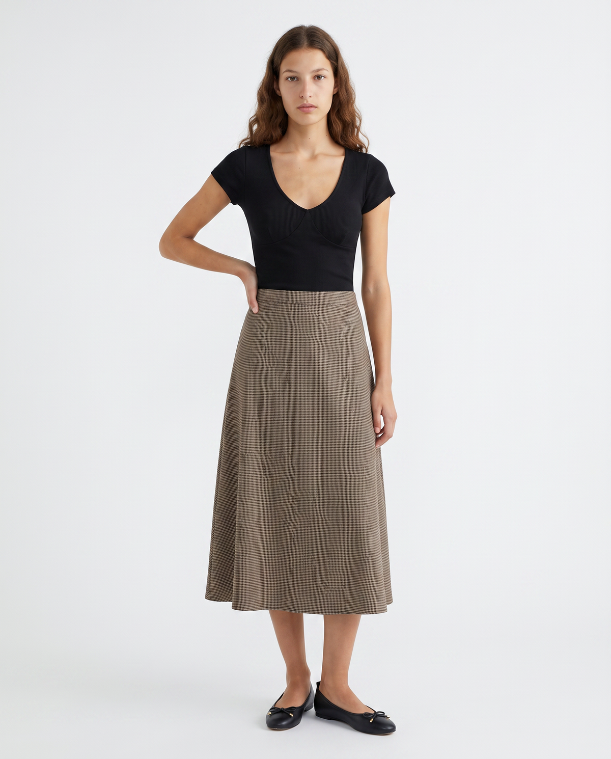 Gonna longuette svasata con zip laterale - var 1