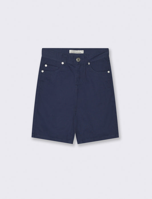 Boy's cotton 5-pocket bermuda shorts - Blue