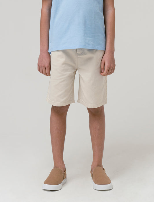 Boy's cotton 5-pocket bermuda shorts - Beige