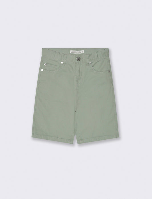 Boy's cotton 5-pocket bermuda shorts - Green