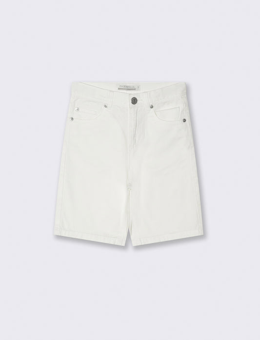 Boy's cotton 5-pocket bermuda shorts - White