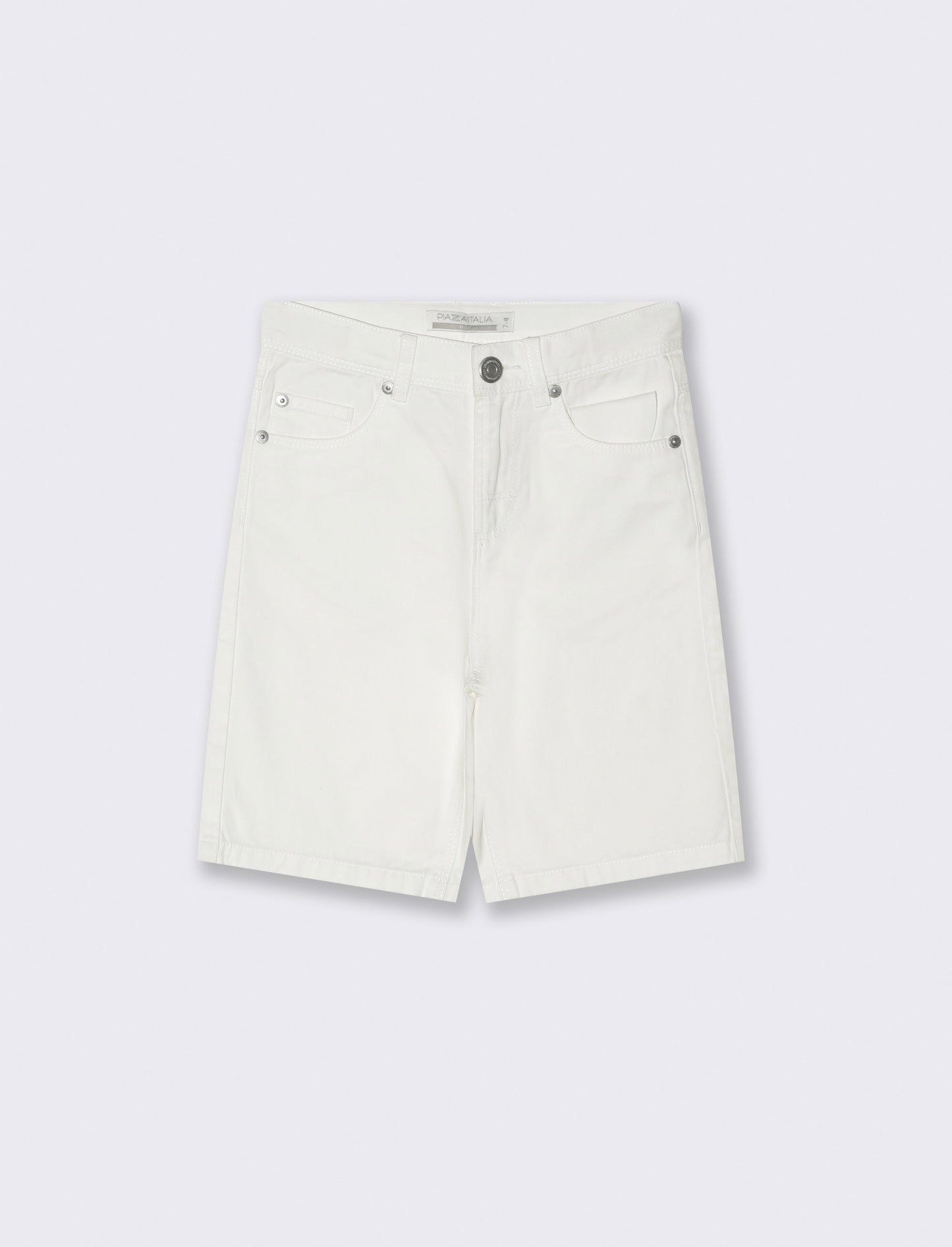 Bermuda 5 tasche in cotone da bambino - Bianco