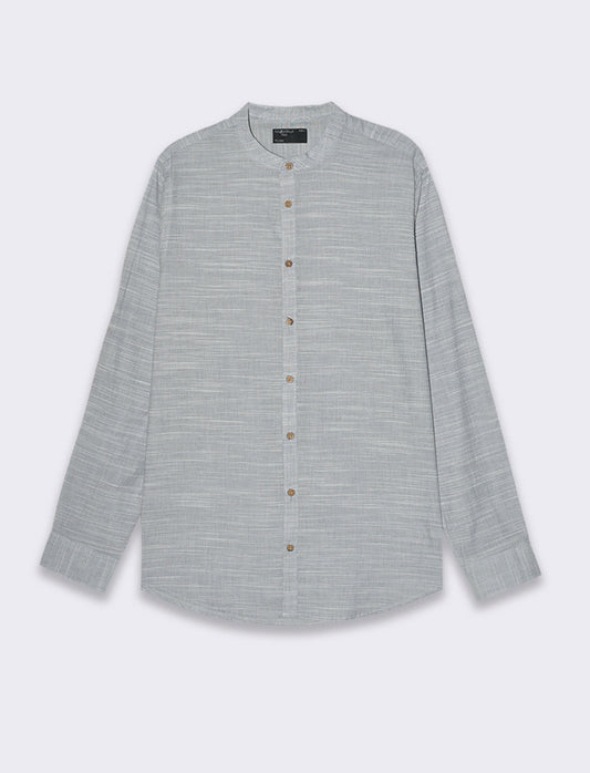 Camicia in cotone fil a fil da uomo - Celeste melange