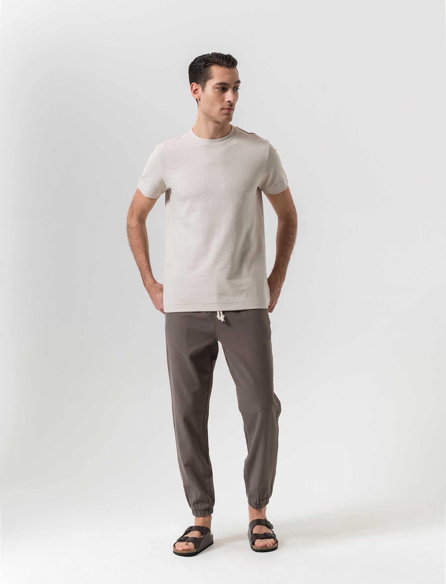 Pantaloni jogger tessuto strutturato da uomo - Verde kaki
