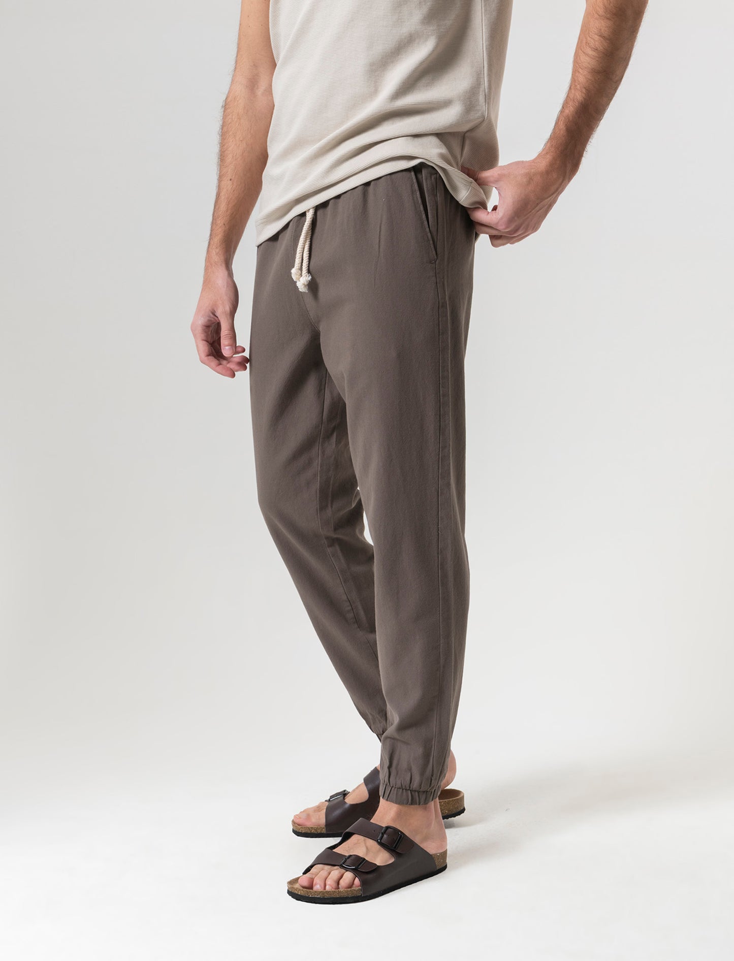 Pantaloni jogger tessuto strutturato da uomo - Verde kaki