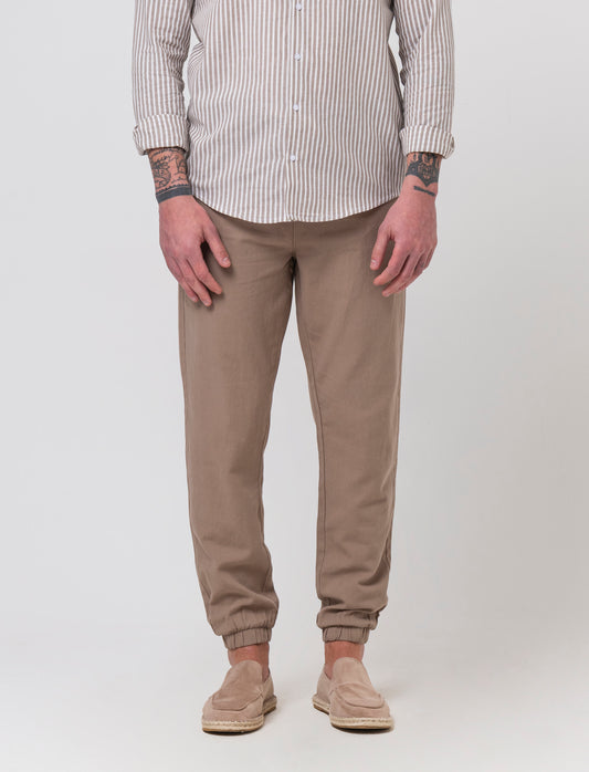 Pantaloni jogger tessuto strutturato da uomo - Grigio tortora