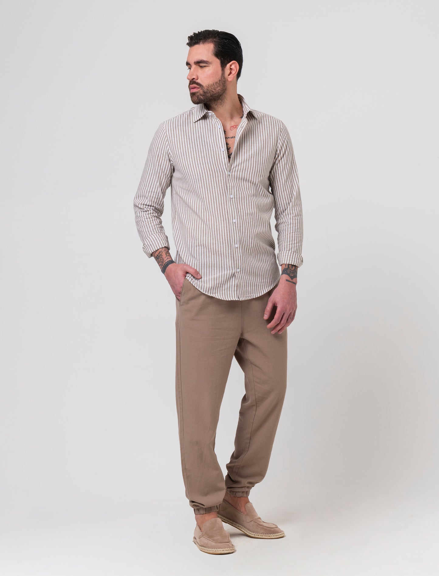 Pantaloni jogger tessuto strutturato da uomo - Grigio tortora