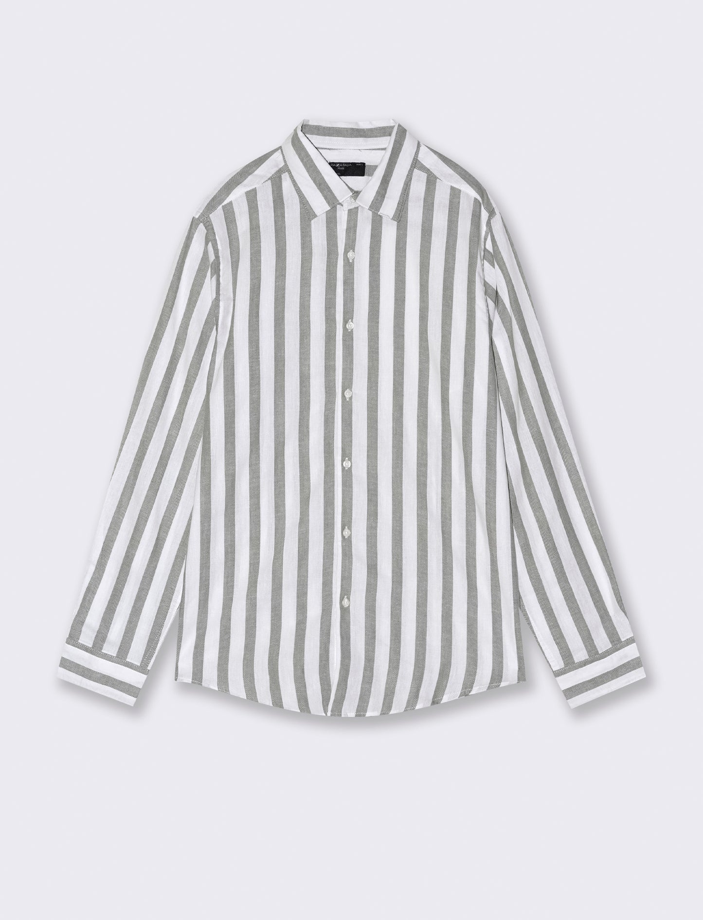 Camicia a righe misto lino da uomo - Verde salvia