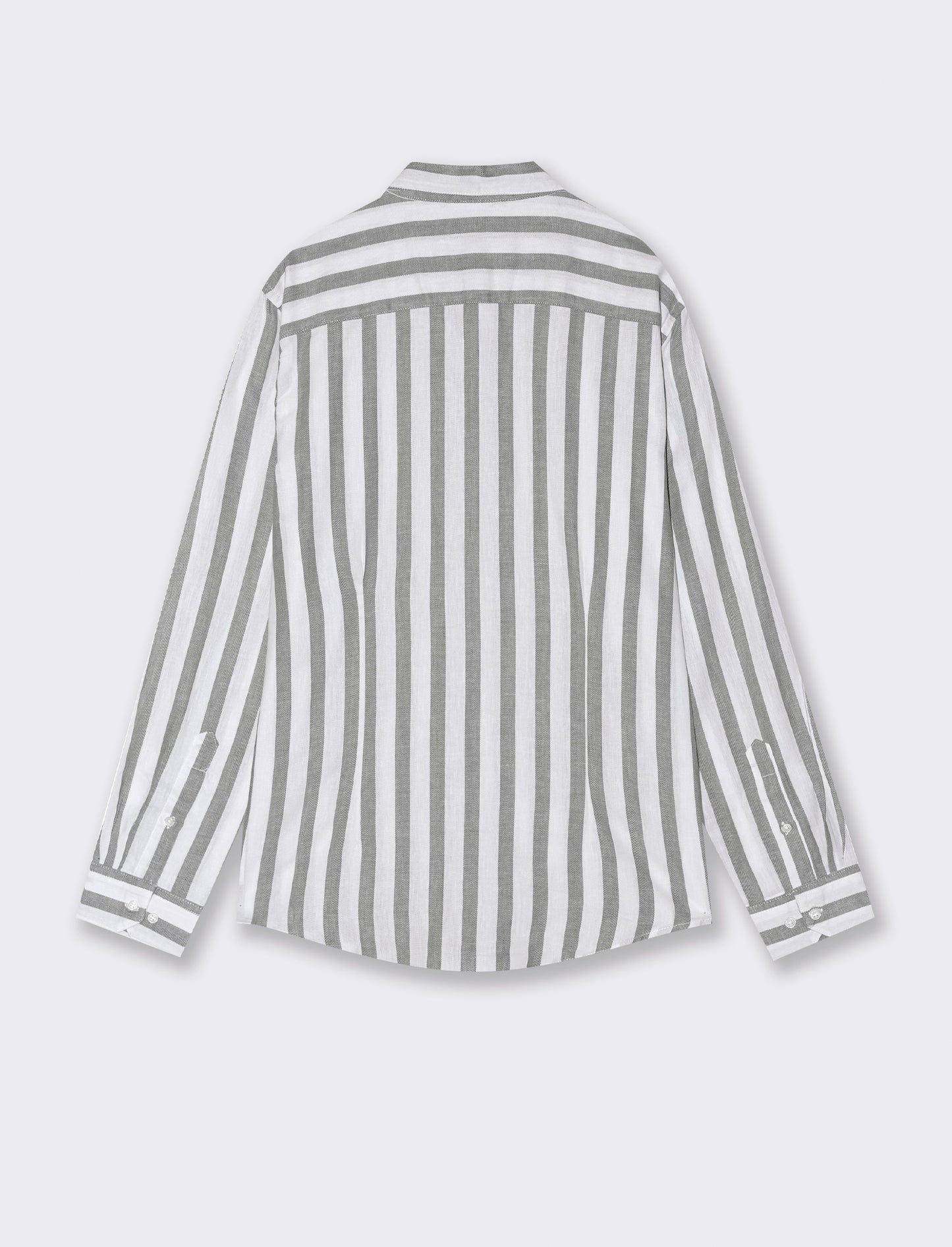 Camicia a righe misto lino da uomo - Verde salvia