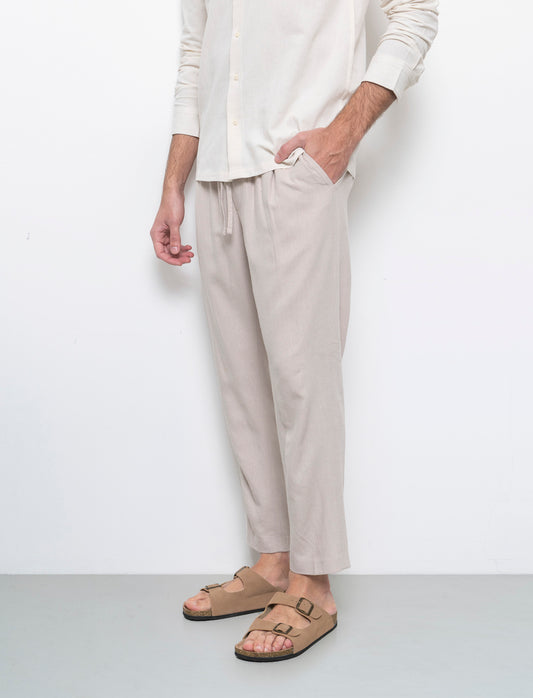 Pantaloni jogger misto lino da uomo - Sabbia