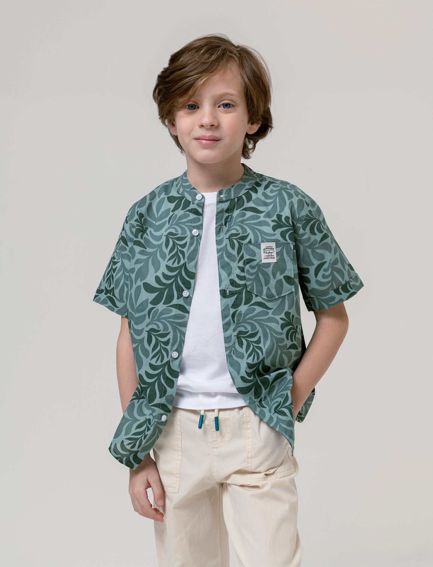 Camicia mezza manica stampata da bambino - Verde