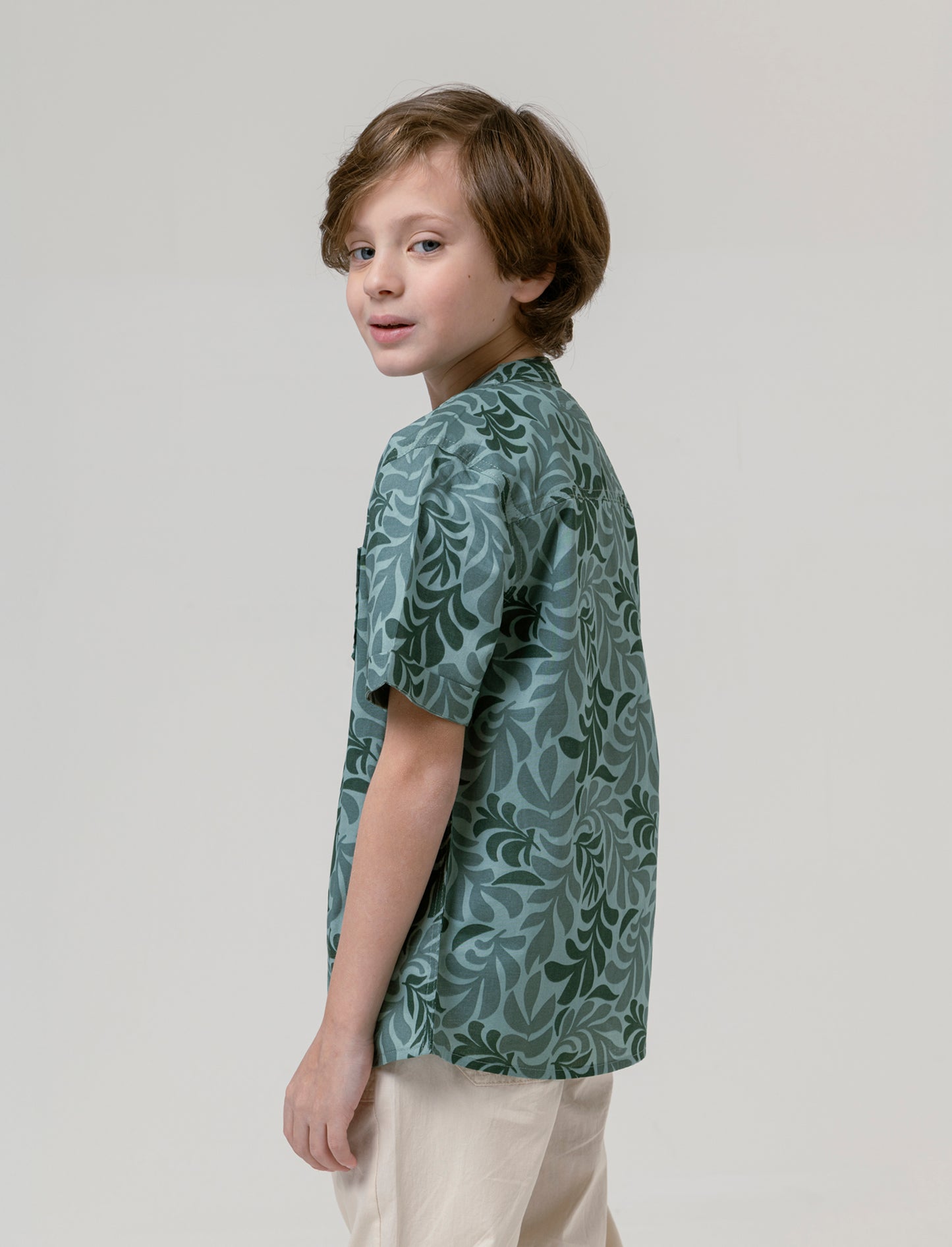 Camicia mezza manica stampata da bambino - Verde