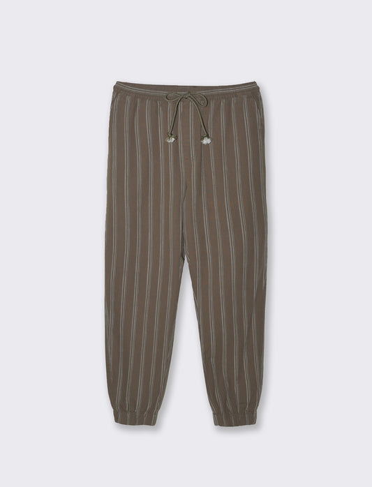 Pantaloni jogger effetto lino da uomo - Verde kaki