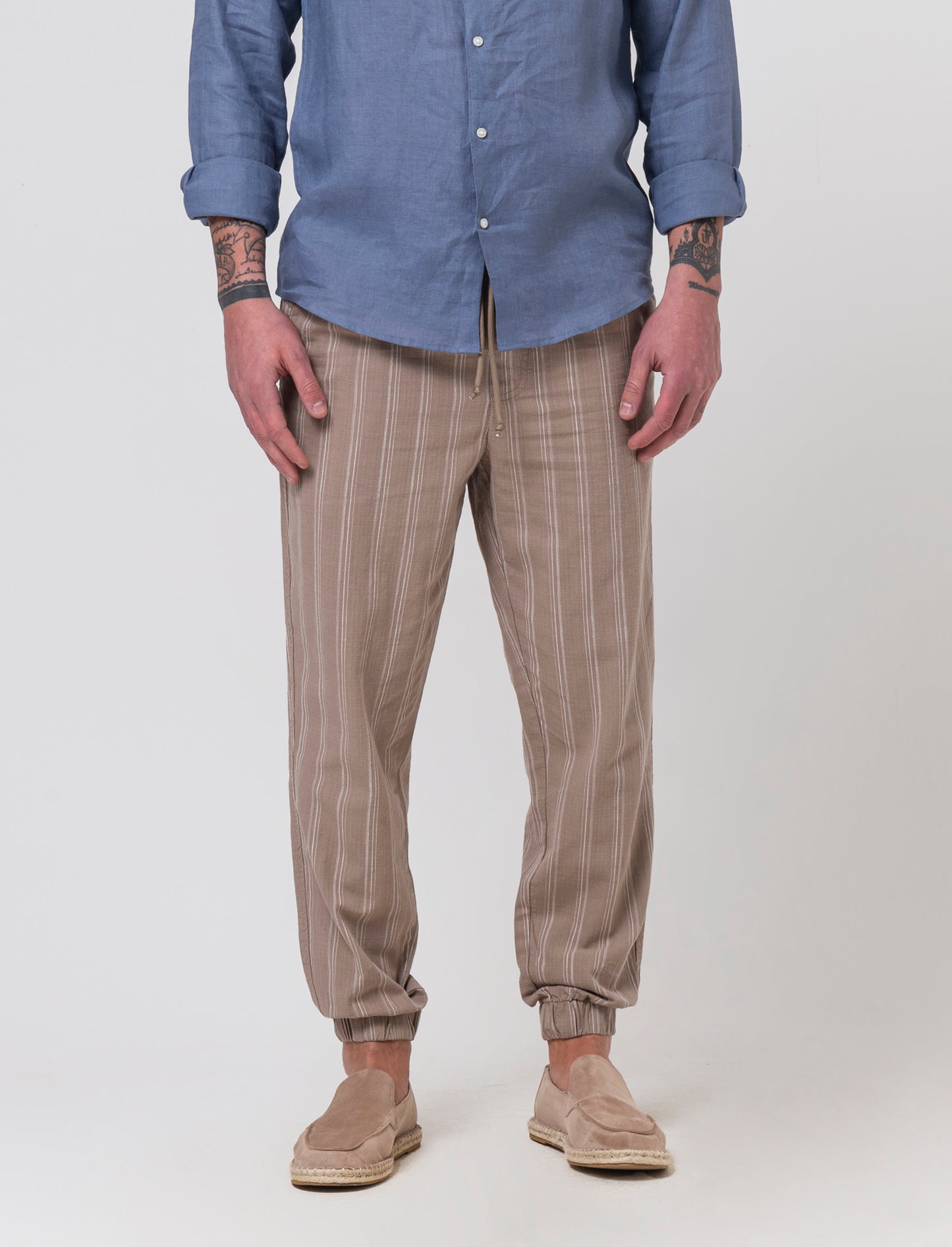 Pantaloni jogger effetto lino da uomo - Grigio tortora