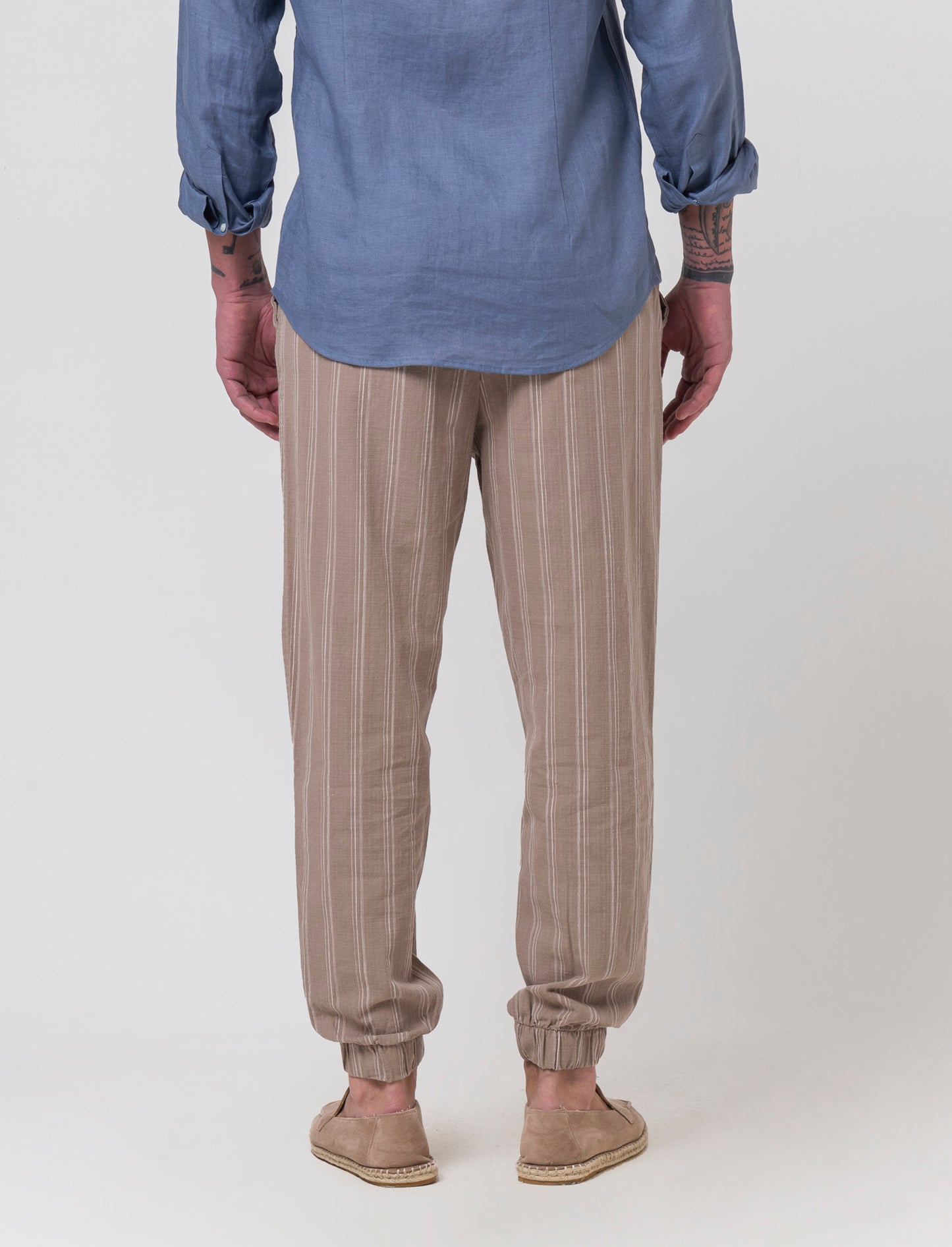 Pantaloni jogger effetto lino da uomo - Grigio tortora
