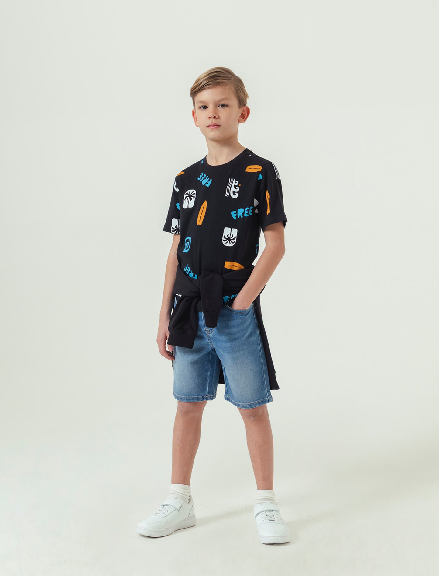 Bermuda in denim con lavaggio sfumato da bambino - Denim