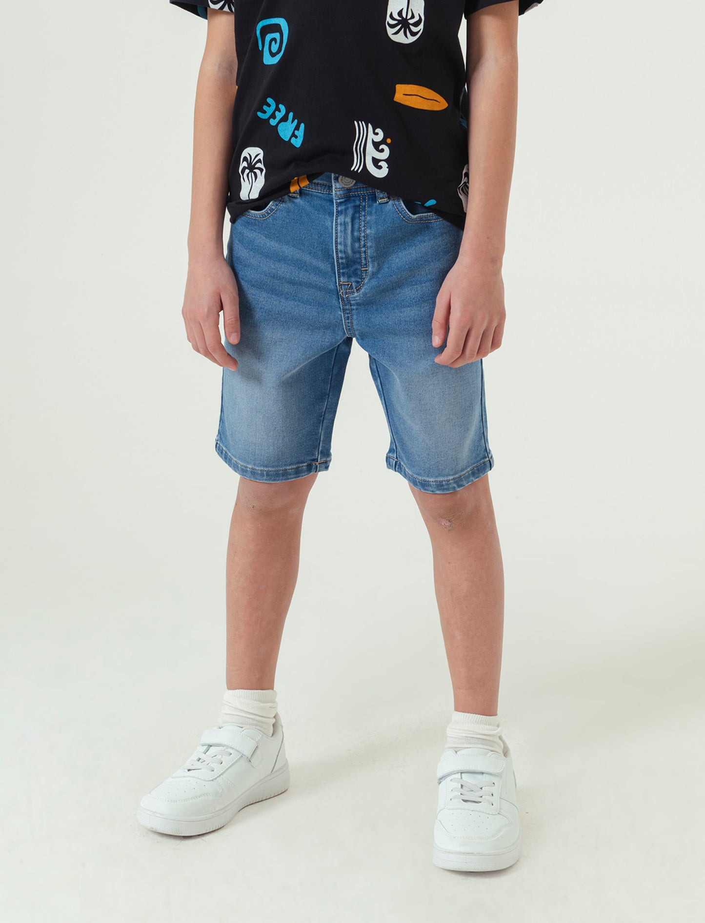 Bermuda in denim con lavaggio sfumato da bambino - Denim