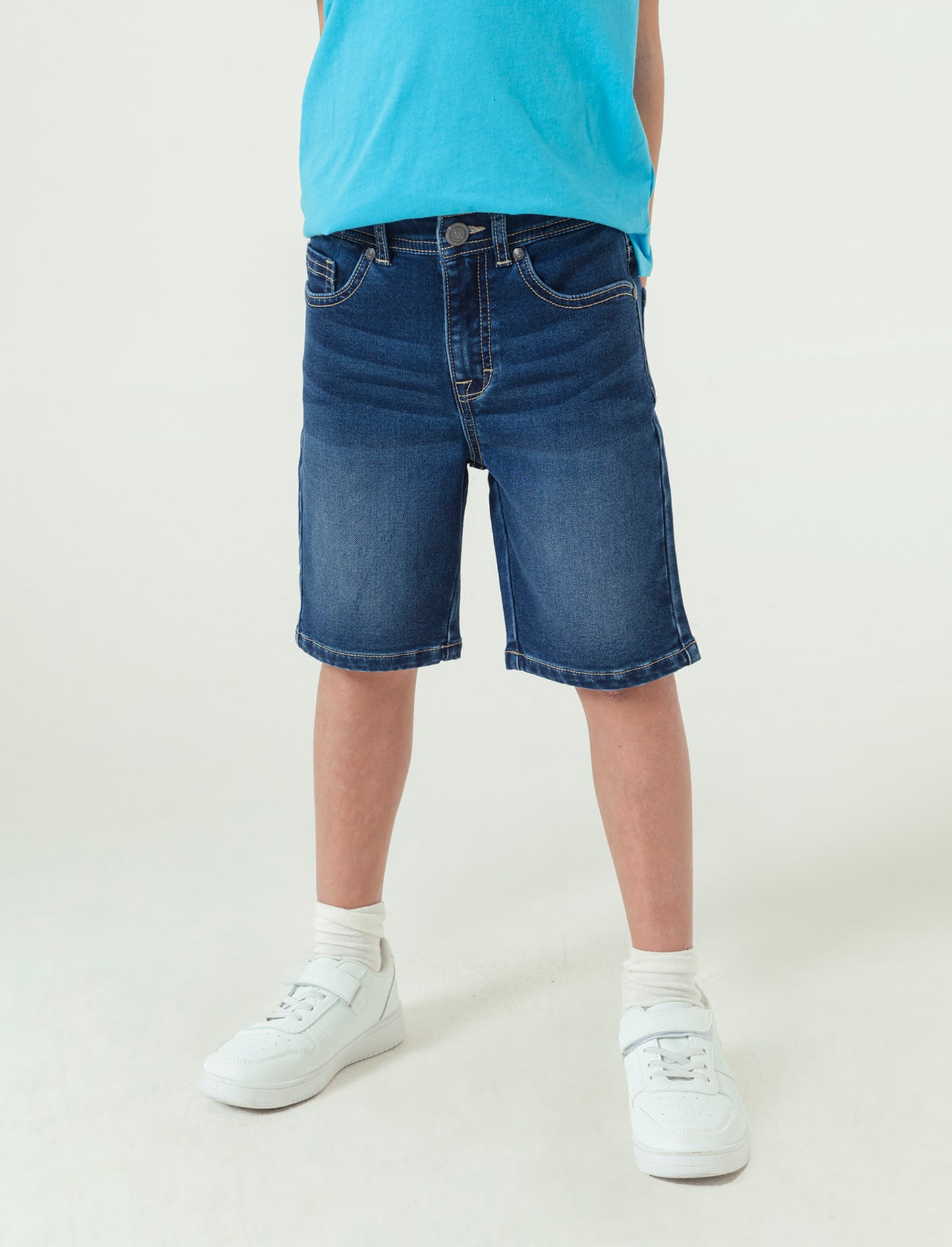 Bermuda in denim con lavaggio sfumato da bambino - DENIM SCURO