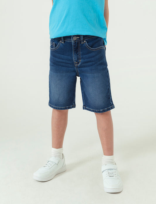 Bermuda in denim con lavaggio sfumato da bambino - DENIM SCURO