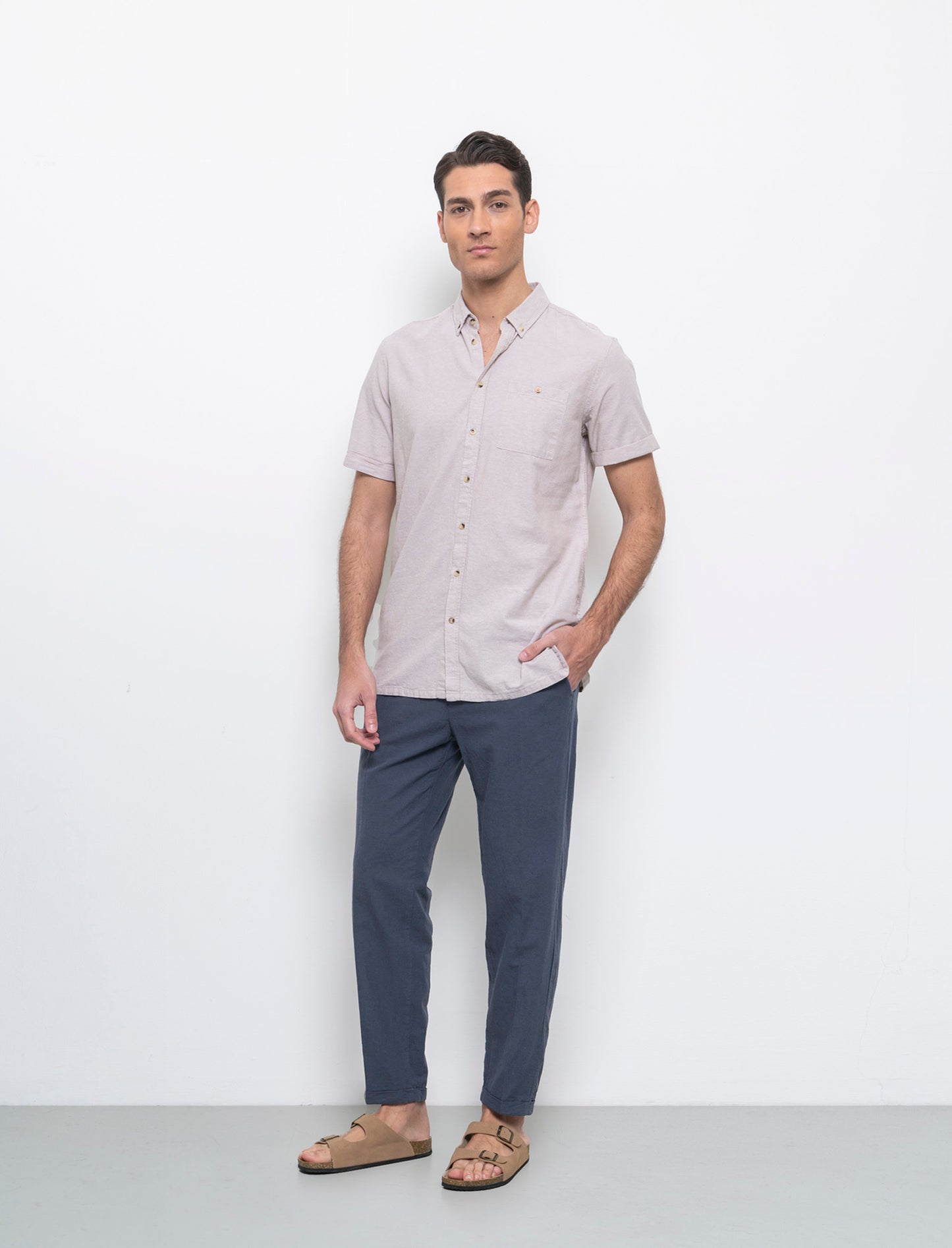 Man's linen blend jogger pants for comfort - Blue