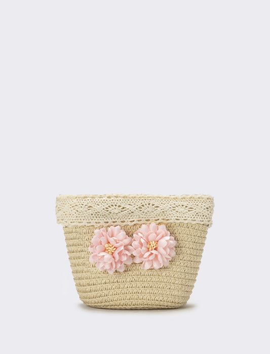 Borsa bambina tracollina con fiori - Rosa