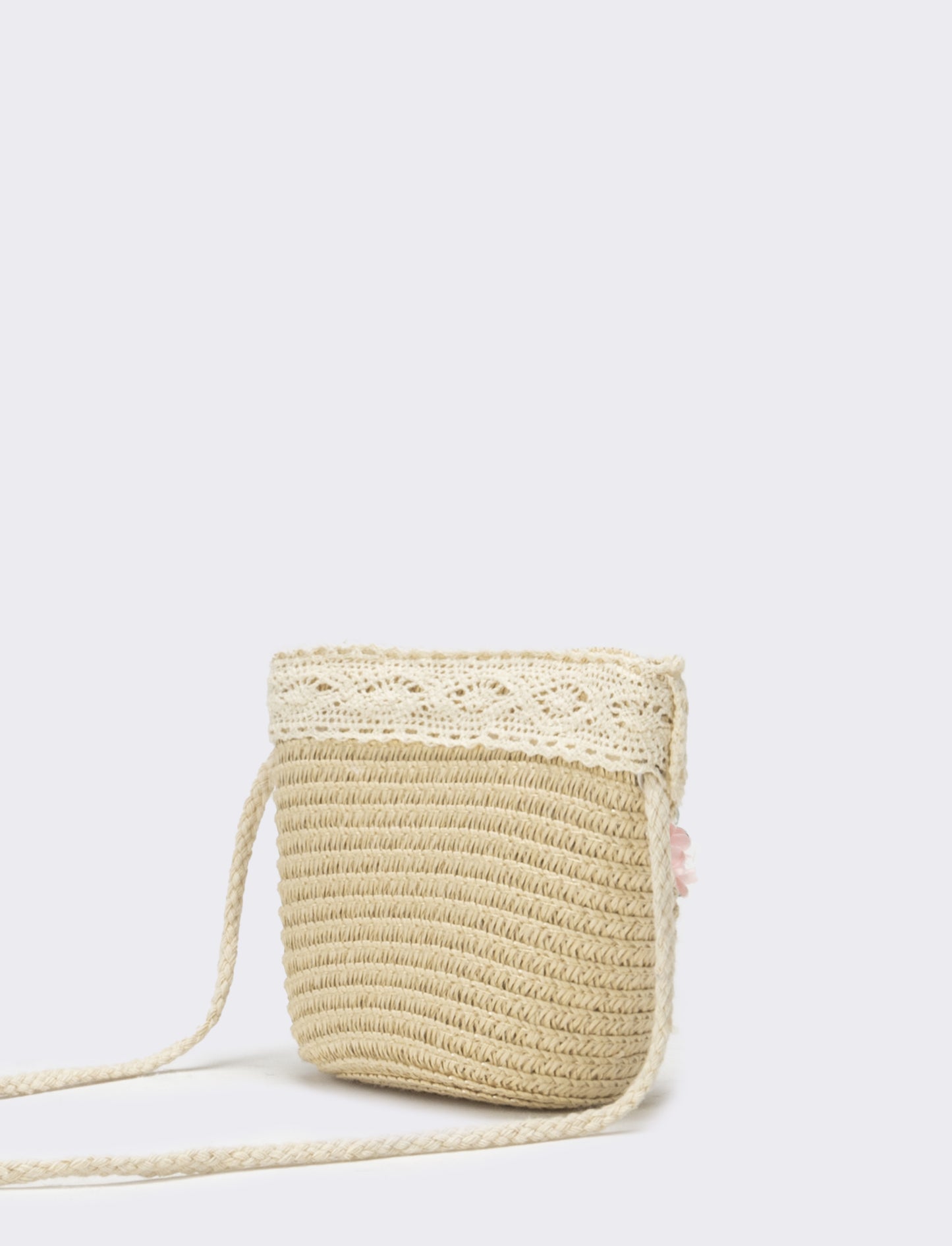 Borsa bambina tracollina con fiori - Rosa