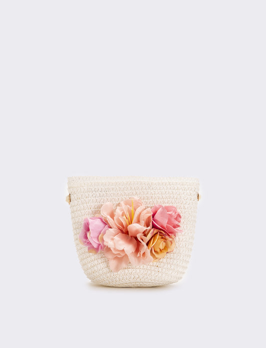 Tracollina bambina con fiori - Bianco