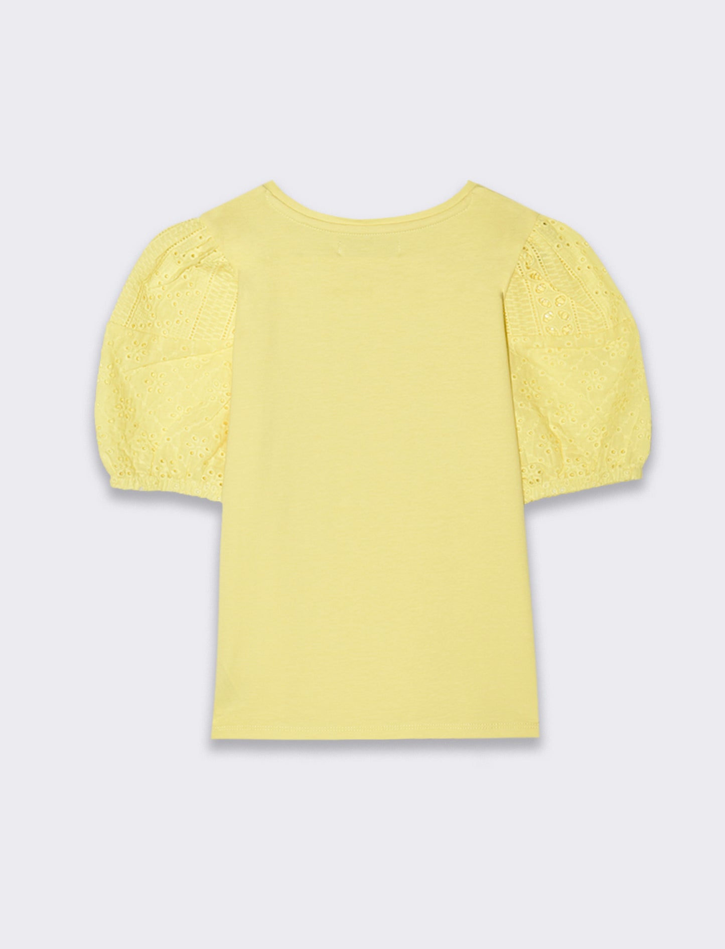T-shirt con maniche in sangallo da bambina - Giallo