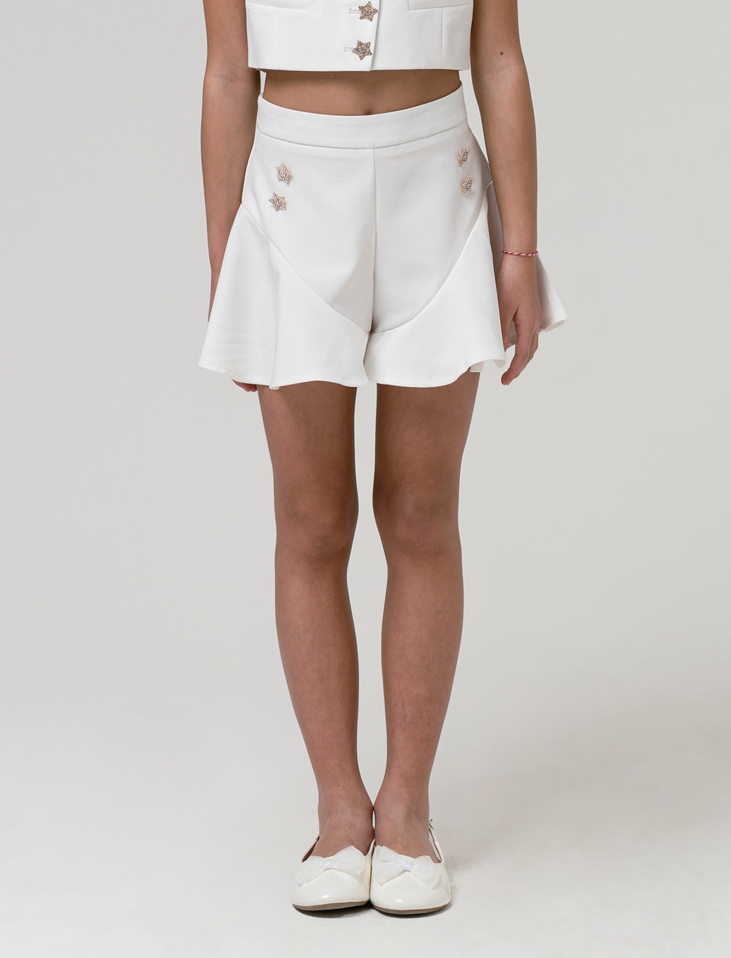 Short svasato da bambina - Bianco latte