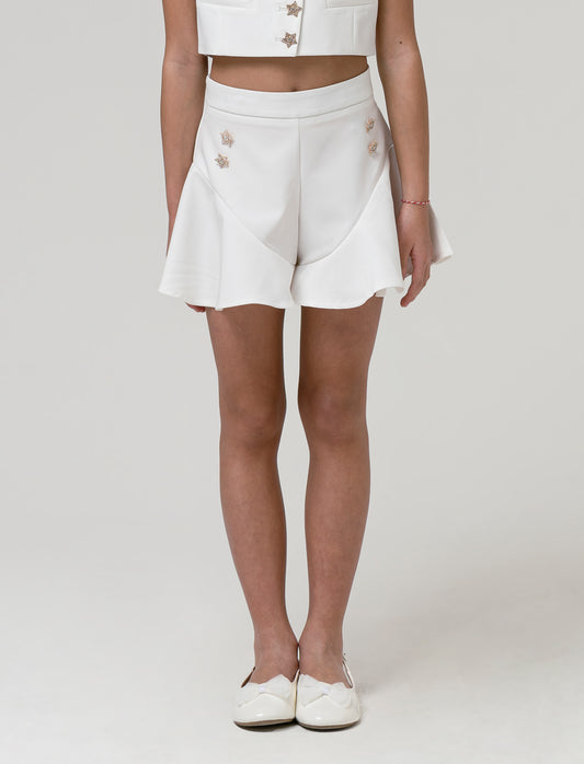 Short svasato da bambina - Bianco latte