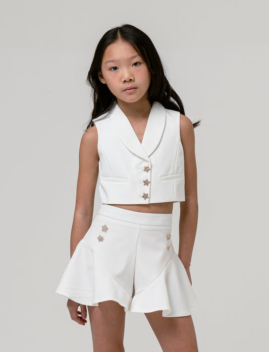 Gilet elegante da bambina - Bianco latte