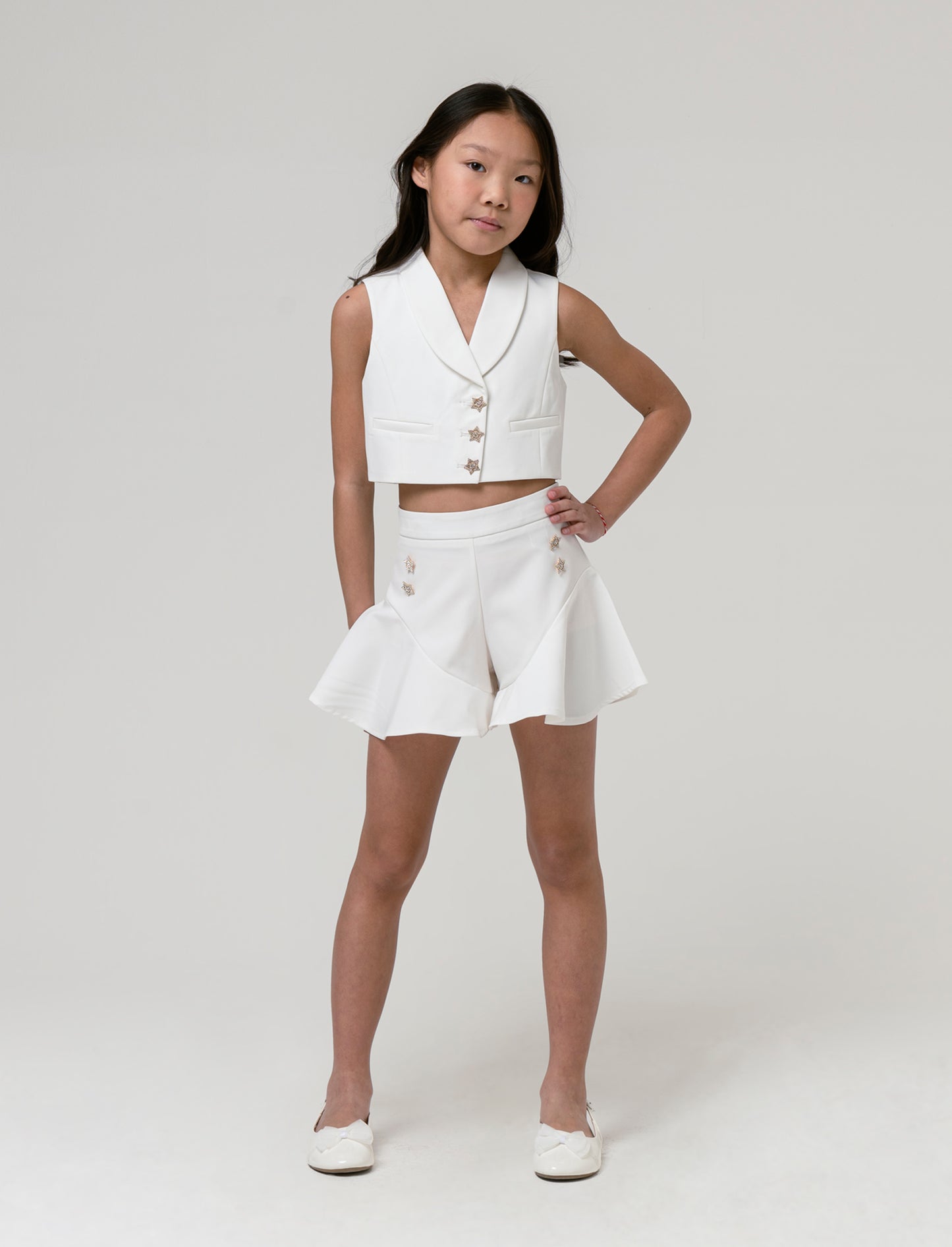 Gilet elegante da bambina - Bianco latte