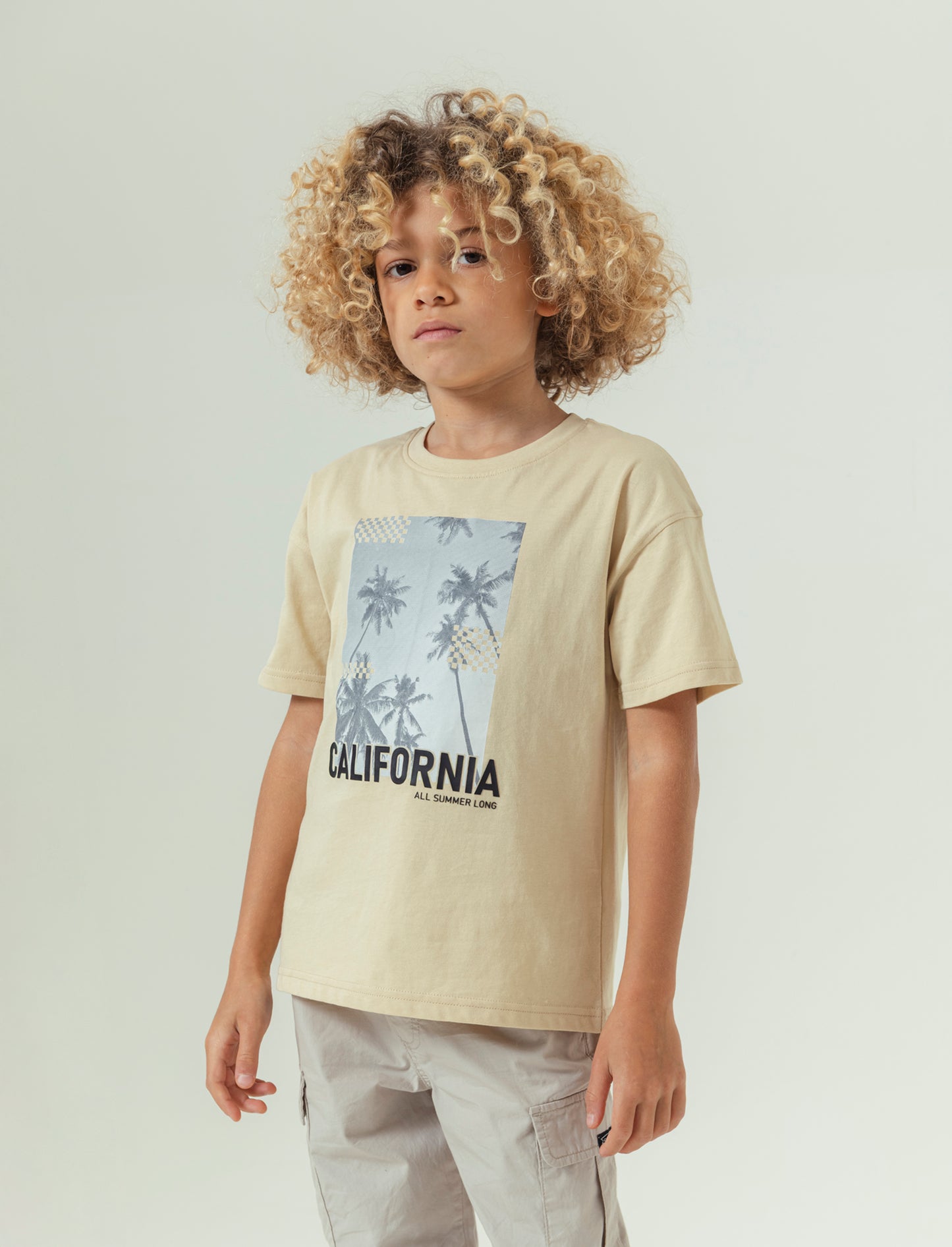 T-shirt loose da bambino - Beige