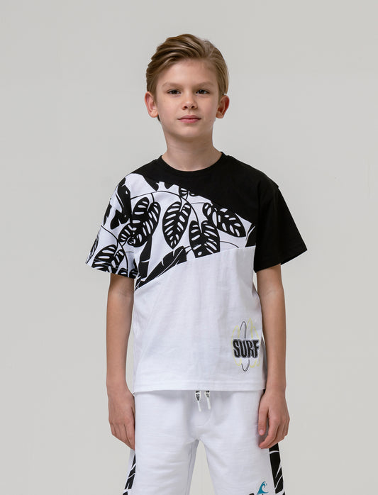 T-shirt bicolor da bambino - Fantasia