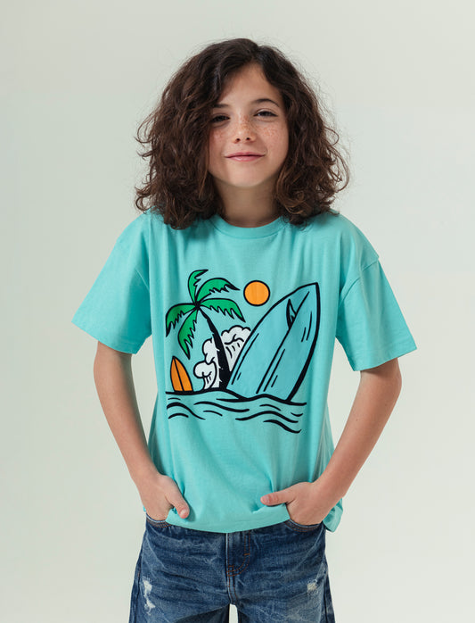 T-shirt con patch da bambino - Verde