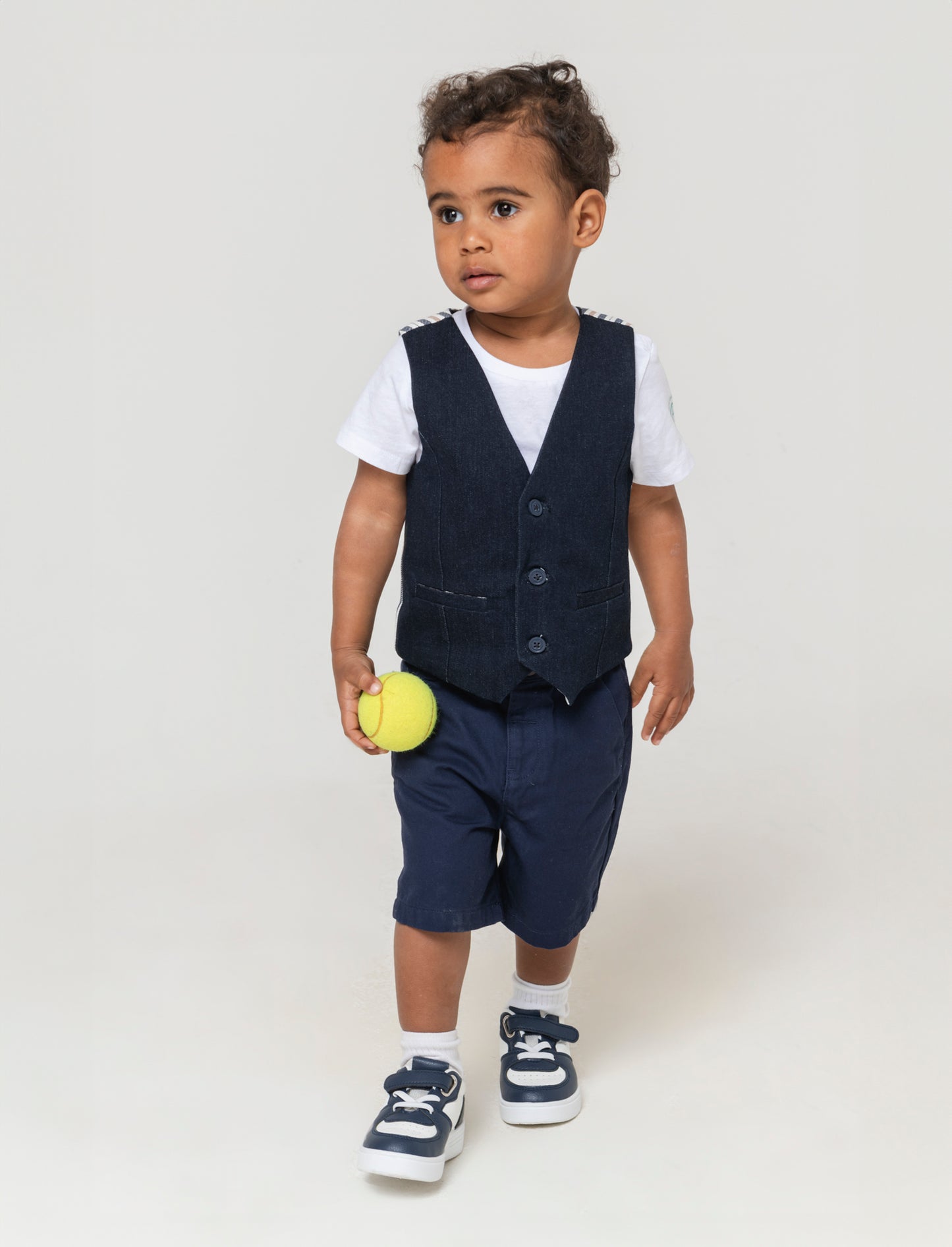 Gilet con retro a contrasto da neonato - Blu