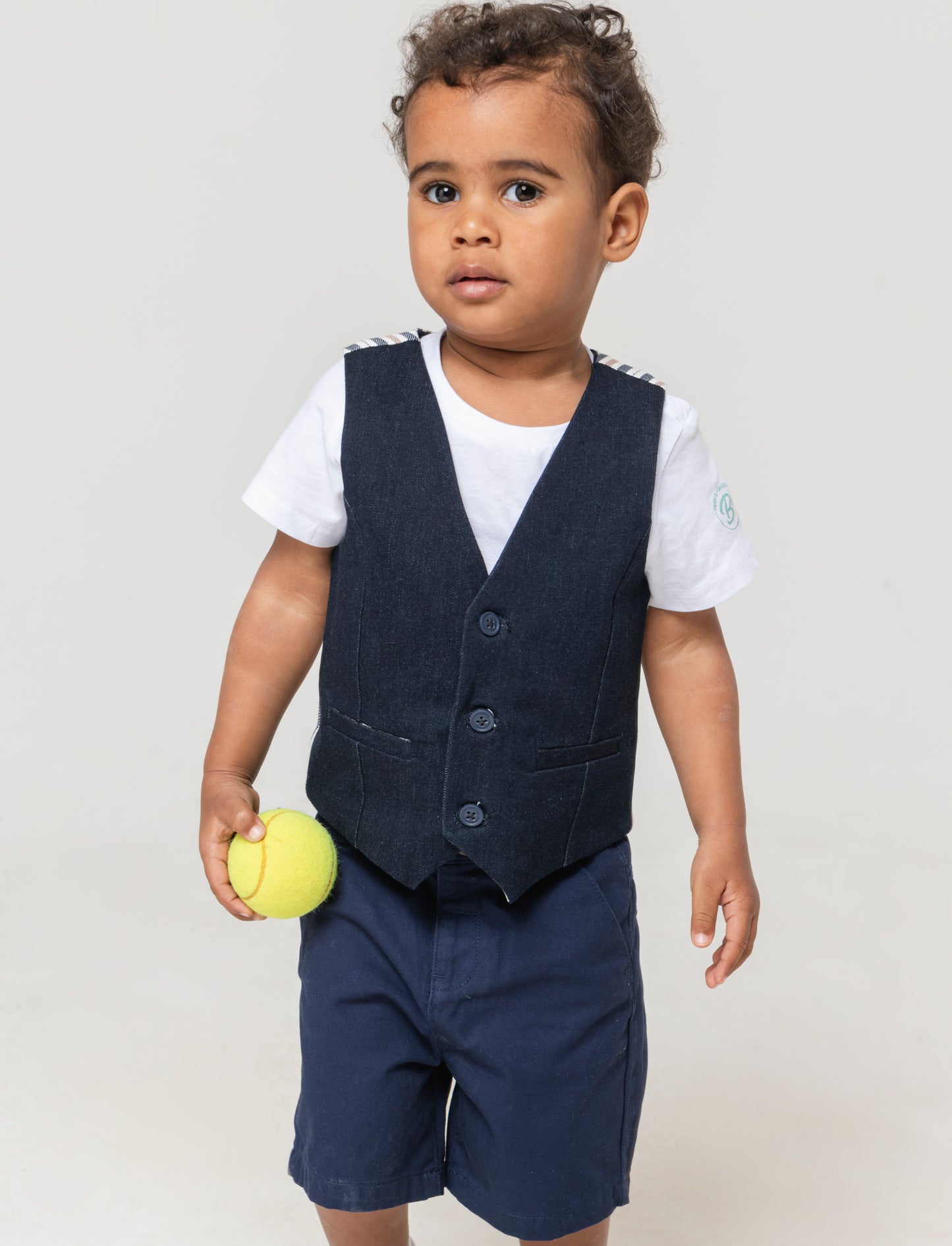 Gilet con retro a contrasto da neonato - Blu
