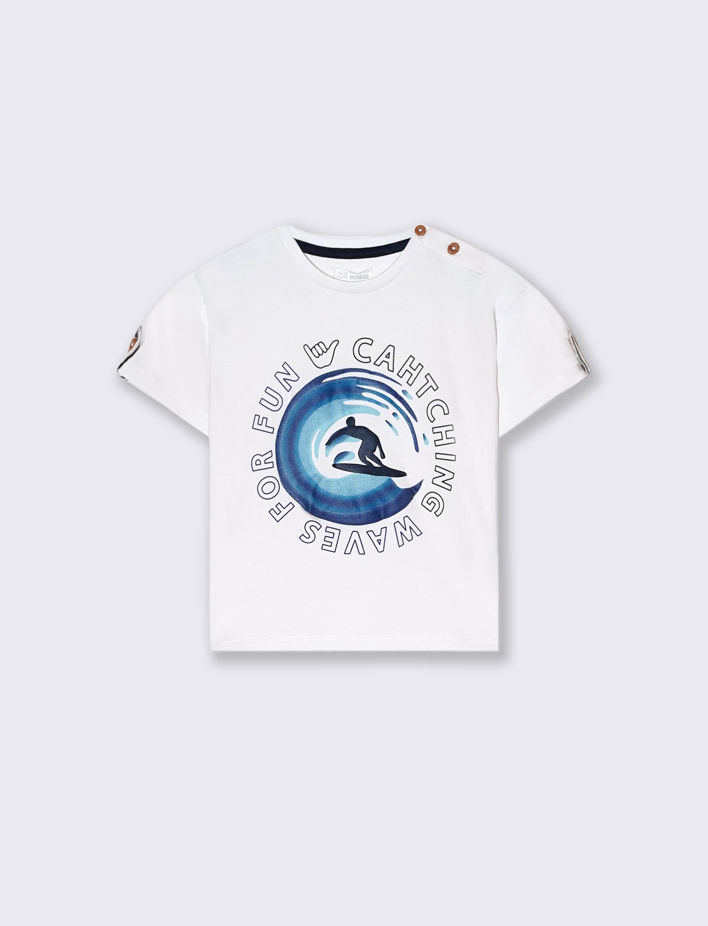 T-shirt con pattina sulle maniche da neonato - Bianco