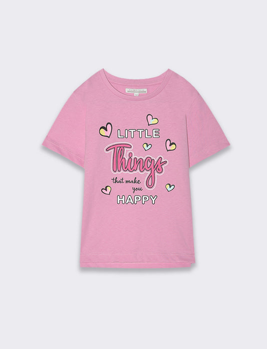 T-shirt con stampa colorata da bambina - Rosa