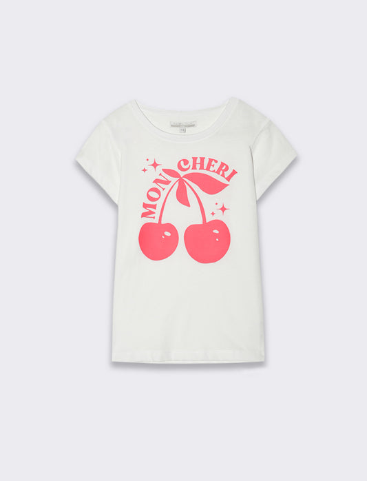 T-shirt da bambina con stampa monocolore - Bianco