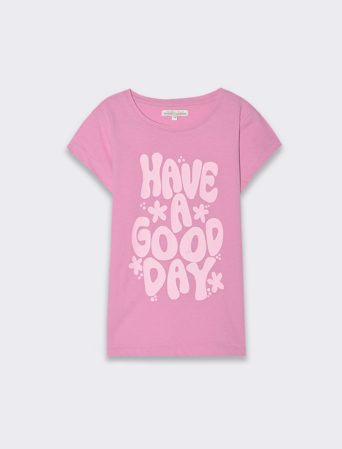 T-shirt da bambina con stampa monocolore - Rosa