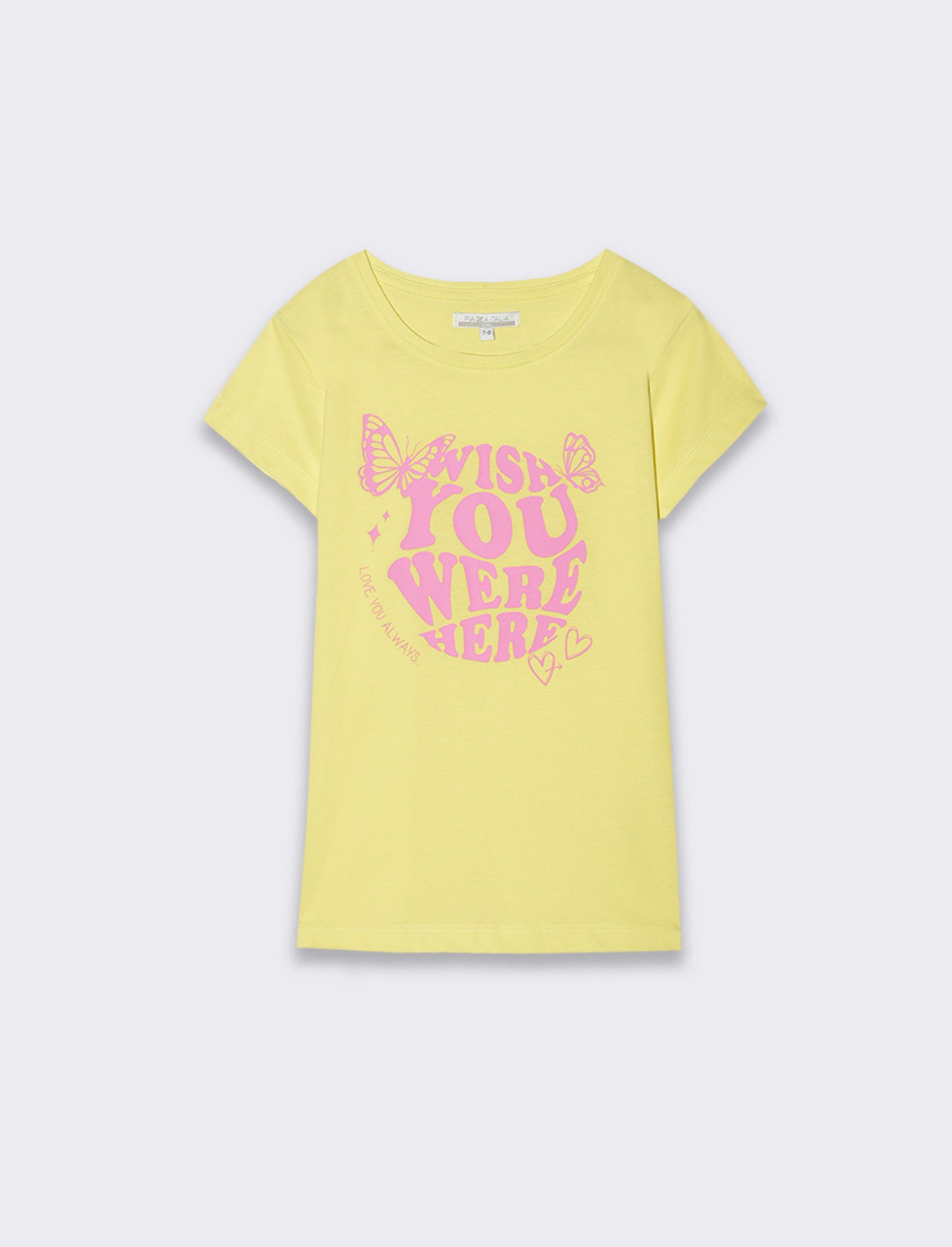 T-shirt da bambina con stampa monocolore - Giallo